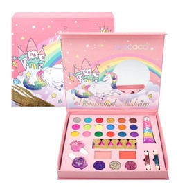 Kids Washable Makeup Kit | Real Pretend Play & Dress-Up Toy for Girls | for Ages 3-12 | Birthday Gifts & Holiday Fun (Pink Box)