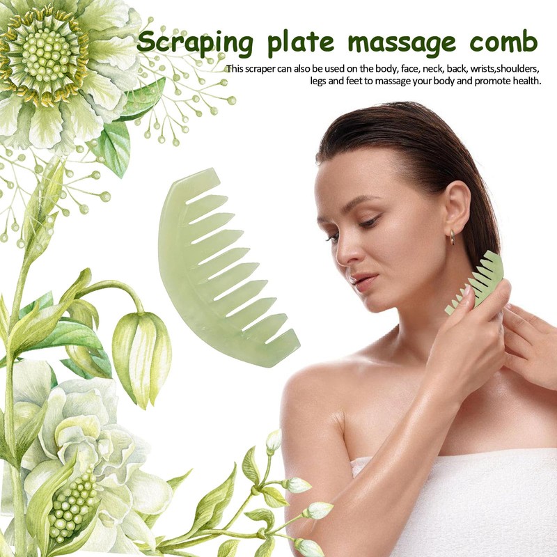 Janedream Jade Stone Gua Sha Comb Traditional Massage Tools for