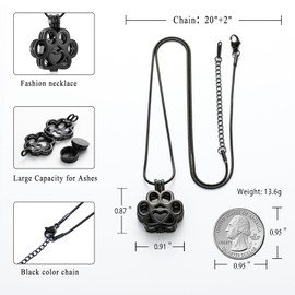 Pet Cremation Jewellery for Ashes for Dog/Cat Paw Stainless Steel Memorial Locket Urn Necklace Inside Mini Case Keepsake Cremation Jewellery Women Men, Stainless Steel, No Gemstone