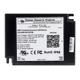 Thomas Research LED40W-54-C0700 Constant-Current LED Driver, 40W, 18-54V, 700mA, 100-277V