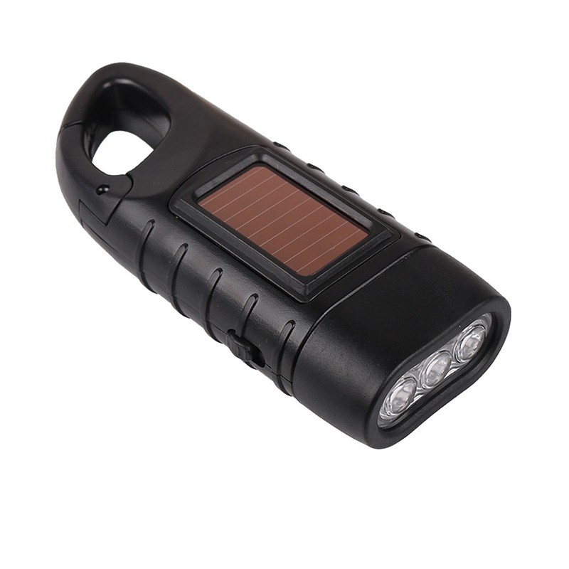 LED Portable Flashlight Multifunction Solar Charging Manual Power Generation Torch