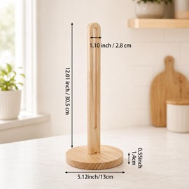 Solid Wooden Paper Towel Holder Countertop with Non Slip Base