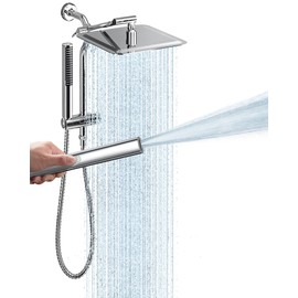 Veken Shower Head, 10'' Luxury All Metal Rain Shower Heads with Handheld Spray Combo, Hand Held Bathroom Combo with Adjustable Extension Arm, Bathroom Accessories, Dual Rainfall Showerhead Chrome