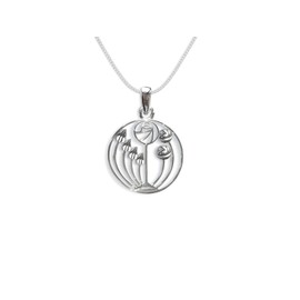 Sterling Silver Rennie Mackintosh Necklace on 18" silver chain - Tulip Pendant - SIZE: Small - 15mm. Gift Boxed 8109/18