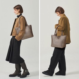 Woven Tote Bag Womens Purse: Vegan Leather Shoulder Handbags - Fashion Summer Beach Tote Bags - Large Travel Totes Handwoven Satchel for Holidays (Light Copper and Silver)