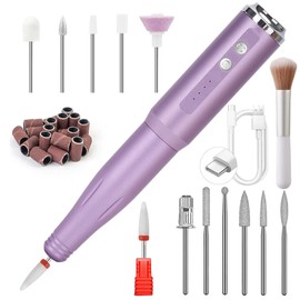 Electric Nail Drill, Professional Portable Drill Nail, 7 in 1 Acrylic Nail Drill Kit, USB Power Supply for Acrylic, Gel, Dip Powder, Manicure, Pedicure, Polishing Shape Pink