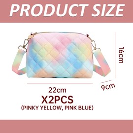 2 Pieces Girls Shoulder Bag, Colorful Rhombus Shoulder Bag, Mini Crossbody Bag, Cute Rainbow Handbag, Fashionable Girl Bag, Adjustable Shoulder Bag