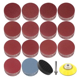 Wanmutrun Pack of 140 50 mm Velcro Sandpaper 40-3000 Grit, Sandpaper Velcro Set with Adapter for Polishing Pad, Aluminium Oxide, for Angle Grinder, Bench Grinder, Drill