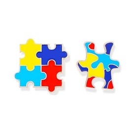 2 Pcs Autism Awareness Pin Autism Puzzles Red Ribbon Lapel Pin Multi Color Autism Puzzle Piece Brooches Accessories for Clothing Shirts Jackets (Autism Awareness C)