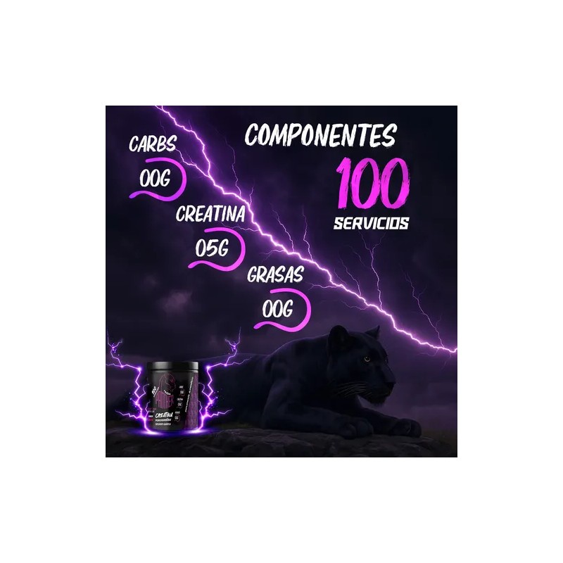 Creatina Monohidratada 500g En Polvo Panther Protein Sabores
