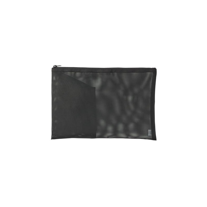 MUJI NDD45A9A Nylon Mesh Case with Pockets Black for A5
