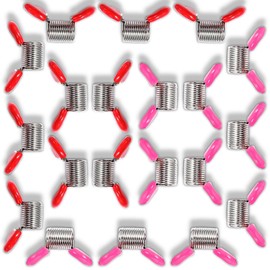 20 Pcs Spring Clamps for Jewelry Making, Bead Stoppers for DIY Bracelets, Necklaces, Small Spring Clamps with Handles to Prevent Beads from Falling (10 Red and 10 Pink)