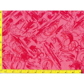 NA Red & Pink Brush Strokes on Lighter Hot Pink By The Yard CPARED05505