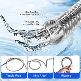 Holldoor Metal Garden Hose 20 ft – 304 Stainless Steel Water Hose with Brass Fitting, Garden Hoses Flexible, Lightweight, No Kink, Heavy Duty for Outdoor (20 ft)