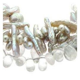 Quartz Bead & Gem Chip Bracelet with Clasp