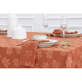 PurpleEssences Rustic Damask Maple Leaves Fall Tablecloth, 60x104 Inch Jacquard Cloth Autumn Harvest & Thanksgiving Tablecloth, Fall Tablecloths for Rectangle Tables