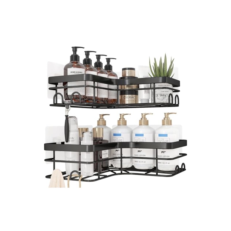 Sakugi Corner Shower Caddy - 2 Pack, Adhesive Shower Organizers,