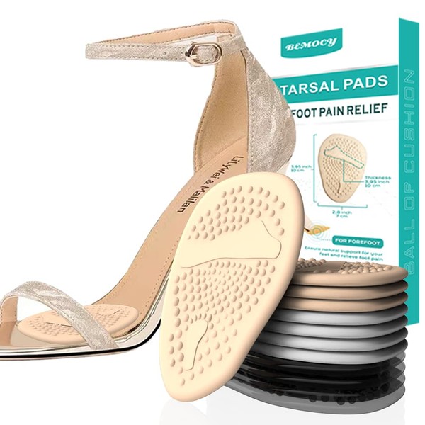 (12PCS)Metatarsal Pads,Ball of Foot Cushions,High Heel Inserts,Soft Gel Insole Pads,Reusable Forefoot Cushions Best for Prevent Blisters and Calluses and Metatarsal Foot Pain Relief for Men and Women.