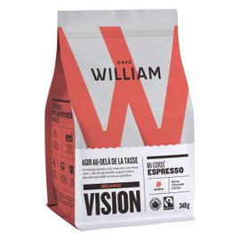 Organic Whole Bean Coffee | Specialty Grade, Certified Fair Trade, Drip, V60, Pour Over, Filter | Café William Sustainably Roasted in Canada - Vision Espresso 340.00 g (Pack of 1)