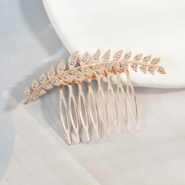 Wedding Bridal Hair Side Combs Hair Style Accessories Clips Crystal Flower Rhinestone Fashion Wedding Dress Accessories for Bride and Bridesmaids (Rose gold, One size)
