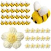 40 Pieces Pompom Accessories, Bee Decorations, Crochet Flowers, Felt Flowers,
