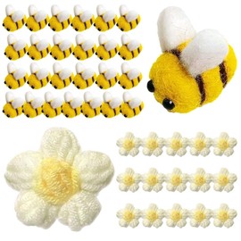 40 Pieces Pompom Accessories, Bee Decorations, Crochet Flowers, Felt Flowers, Felt Decorations, Bee Party Decorations, Felt Bees
