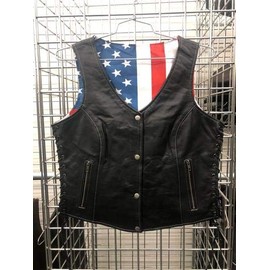 Ladies Vest with Flag Liner,Black,L