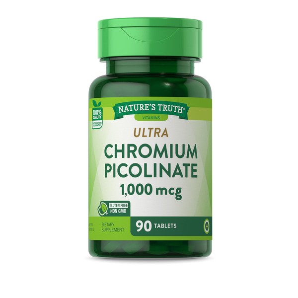 Ultra Chromium Picolinate 1000mcg | 90 Tablets | Vegetarian, Non-GMO & Gluten Free Supplement | by Nature's Truth