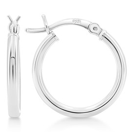 KEZEF 925 Sterling Silver Hoop Earrings | 2mm High Polished Silver Hoops for Women, Girls and Men | Lightweight Earring 50mm Diameter