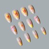 24Pcs Summer Press on Nails Short Almond Fake Nails with