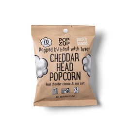 Popzup Popcorn - Popped & Seasoned by Hand with Pure and Simple Ingredients, Gluten Free and non-GMO (12 Cheddar Head 70 Calorie Bags)