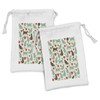 Lunarable Cat Fabric Pouch Set of 2, Pattern with Cats