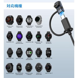 【2+2セット】 MoKo ガーミン用 変換アダプター L型 Type-C アダプタ*2＋防塵プラグ*2 充電ポート用 Fenix8/7/Vivoactive6/5/4/Venu4/3/Forerunner165/970/965/265/Instinct3/2/ApproachS60 USB-C充電ケーブルをガーミン充電器に変換 指示灯付 BlueGray