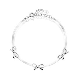 Raffici Silver Bracelet for Women 925 Sterling Silver with Charming Bow's for Womens Jewellery Ladies Love Bracelets Valentine's Day Mother's Day Gifts for Her Wife Mum