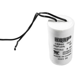 HQRP 20uF 450V Wire Lead Cylinder Motor Run Capacitor Compatible with AC Electric Motor Start HVAC Blower Compressor Pump Electric Sliding Gate Craftsman Drill Press Bandsaw 20MFD CBB60 UL Listed