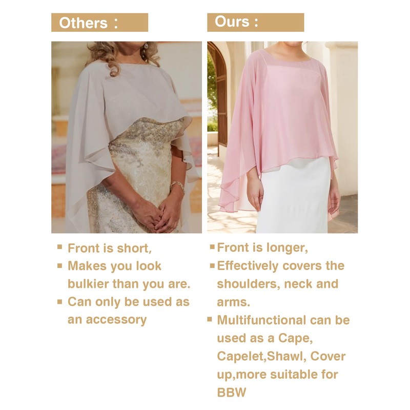 BEAUTELICATE Women's Stole Scarf Chiffon Cape Elegant for Wedding Dress