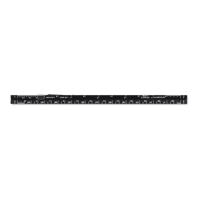 Alumicolor Aluminum Architect Pocket Drafting Scale With Clip, 6IN, Black