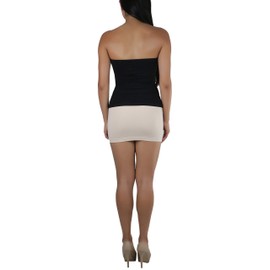 ToBeInStyle Women's Seamless Bandeau Tube Top Ribbed Without Pad - Black - One Size