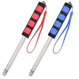 Liekadijiae 2 Pieces Extendable Flagpole, Stainless Steel Hand Flagpole, 2 m Handheld Flag Pole, Telescopic Flag Pole, Telescopic Flagpole (Red and Blue)