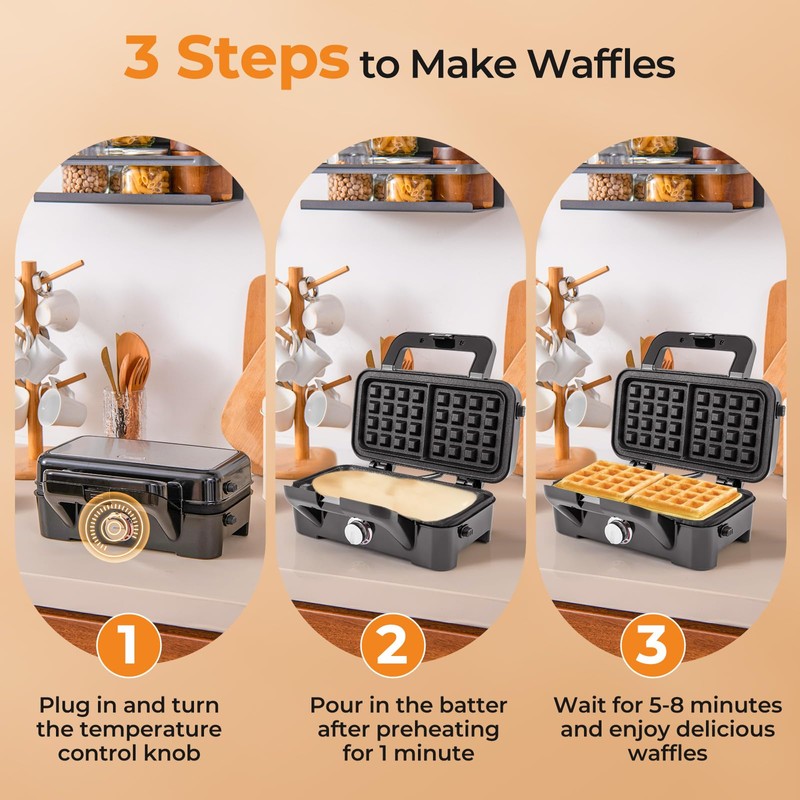 ARLIME 3 in 1 Waffle Maker, 1200W Electric Panini Press