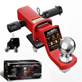 AUTMATCH Trailer Hitch Ball Mount with 2 Inch Hitch Ball - Fits 2" Receiver with Hitch Tightener, 8000Lbs Capacity Ball Hitch, 2-Inch Drop with 5/8" Hitch Lock Pin, Red