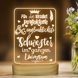 CooPark Geschenk für Schwester, Geburtstagsgeschenke für meine junge und alte liebe Schwester, weiße LED Lampe und Nachtlicht Dekoration, tolle Geschenke für Thanksgiving, Weihnachten, Feiertage