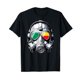Mens Benin Flag Pride Heritage Man Gas Mask Graphic T-Shirt