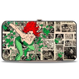 Buckle-Down Unisex Adults Buckle-down Hinge - Poison Ivy Pose + Logo/Ivy/Comic Scenes Grays/Greens Wallet, Multicolor, 7 x 4 US, Multicolor, 7" x 4"