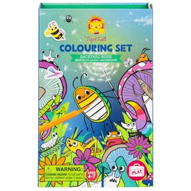 Tiger Tribe: Coloring Set - Backyard Bugs - All-in-1, Stickers & Markers, Cute Garden Critters, Magnetic Sealed Storage Box for Travel, Kids Ages 5+
