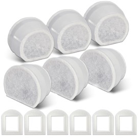 TOGGATH Cat Water Fountain Replacement Carbon Filter Compatible with PetSafe Drinkwell Ceramic & Stainless Steel Pet Water Fountains for Dog Cat with Replacement Foam Filters (6+6 PACK)