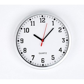 ROUND WALL CLOCK EASY READABLE BIG NUMBERS Stylish Modern Wall Clocks PERFECT FOR Living Room Kitchen RECEPTION Office Room Decor | Silver Frame 23cm Clock