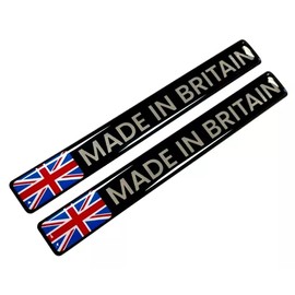 2 x 120mm 'MADE IN BRITAIN' Chrome Stickers Decals Union Jack - HIGH GLOSS DOMED