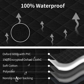 Zoramey Dog Car Seat Cover for Pets, 100% Waterproof 600D Heavy Durable Dog Car Seat Hammock Scratch Proof Nonslip with Seatbelt and Side Flaps for SUV, Truck, Sedan (Black Border)