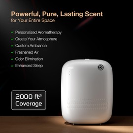 Smart Waterless Essential Oil Diffuser (400 mL Capacity) Hotel Scent Starter Kit with 200mL Fragrance Oil, Up to 2000 sq ft App Control Scent Air Machine with 12V1A Power Adapter, ANW Kit White